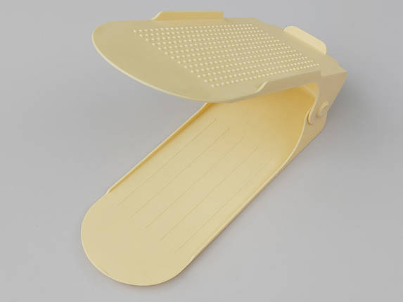 Подвійна підставка-органайзер для взуття бежевого кольору. Регулюється по висоті в 3 положеннях., фото 1