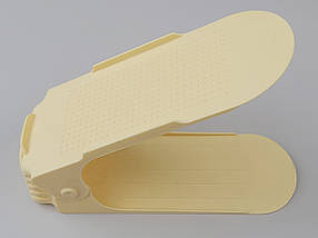 Подвійна підставка-органайзер для взуття бежевого кольору. Регулюється по висоті в 3 положеннях., фото 3