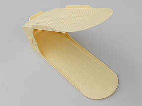 Подвійна підставка-органайзер для взуття бежевого кольору. Регулюється по висоті в 3 положеннях., фото 5