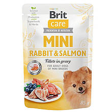 Вологий корм для собак Brit Care Mini pouch з філе кролика та лосося в соусі 85 g