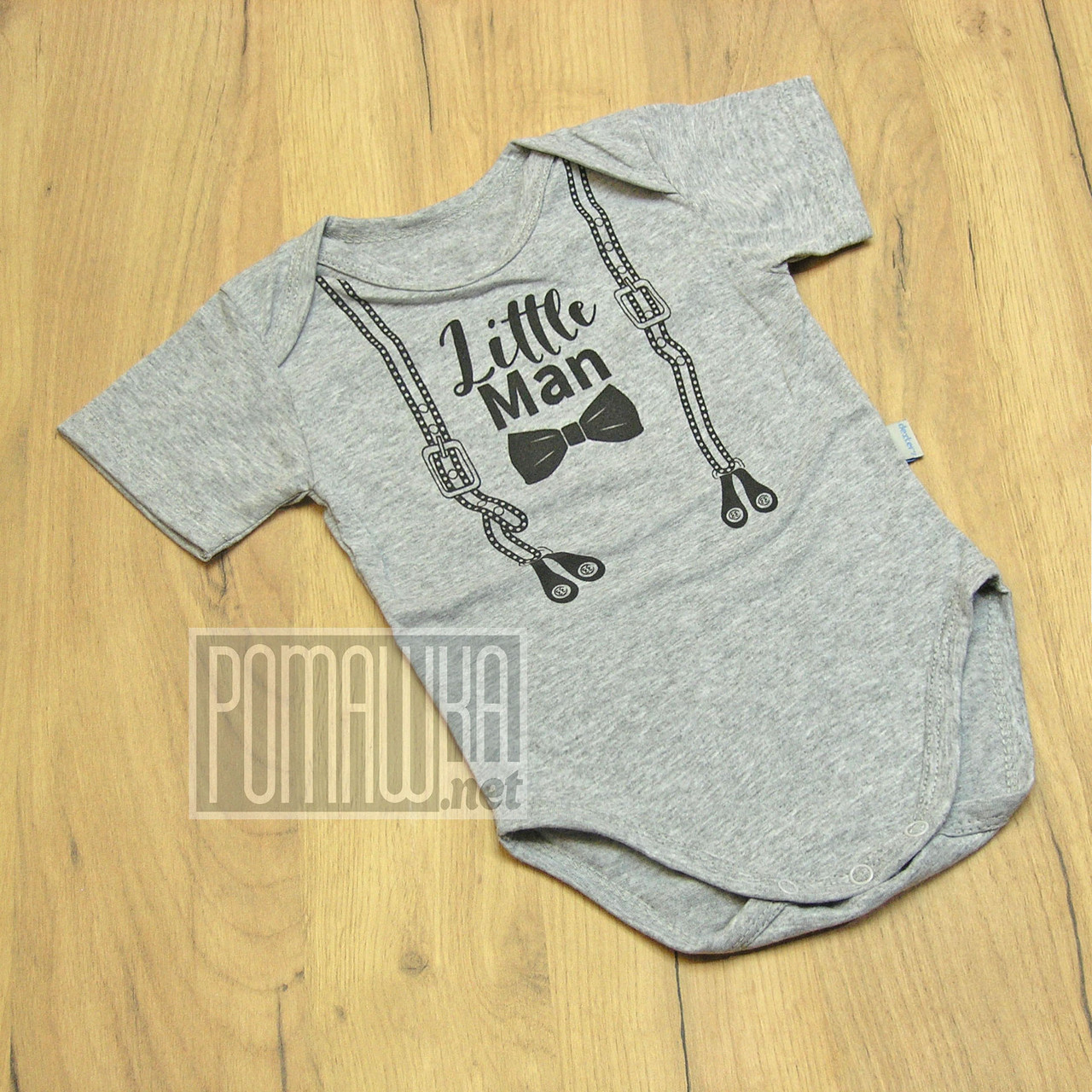 Дитячий 5-7 місяців святковий боді бодік на короткий рукав для новонароджених малючків Джентльмен 9012 Сірий, фото 1