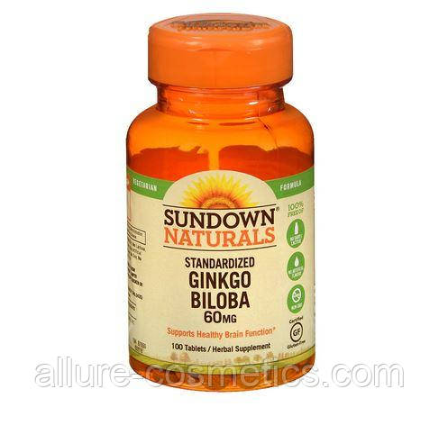 Гінкго Білоба Sundown Naturals Ginkgo Biloba plus 60mg 100шт