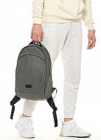 Якісний чоловічий рюкзак міський, повсякденний, для ноутбука, темно-сірий графіт, матова еко-шкіра