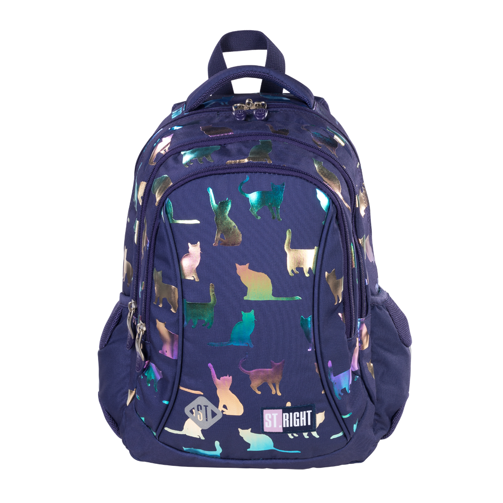 Рюкзак школьный ST.RIGHT BP26 Holo Cats 650 г 39x27x17 см 20 л Синий