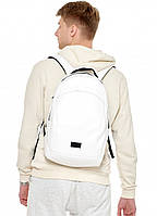 Модний чоловічий білий рюкзак міський, повсякденний, для ноутбука 15,6 матова еко-шкіра