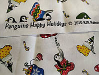 Ткань для куклы.Хлопок 100%. Ткань новогодняя,Ткань с ёлочными игрушками.Коллекция Penguins Happy Holiday, США