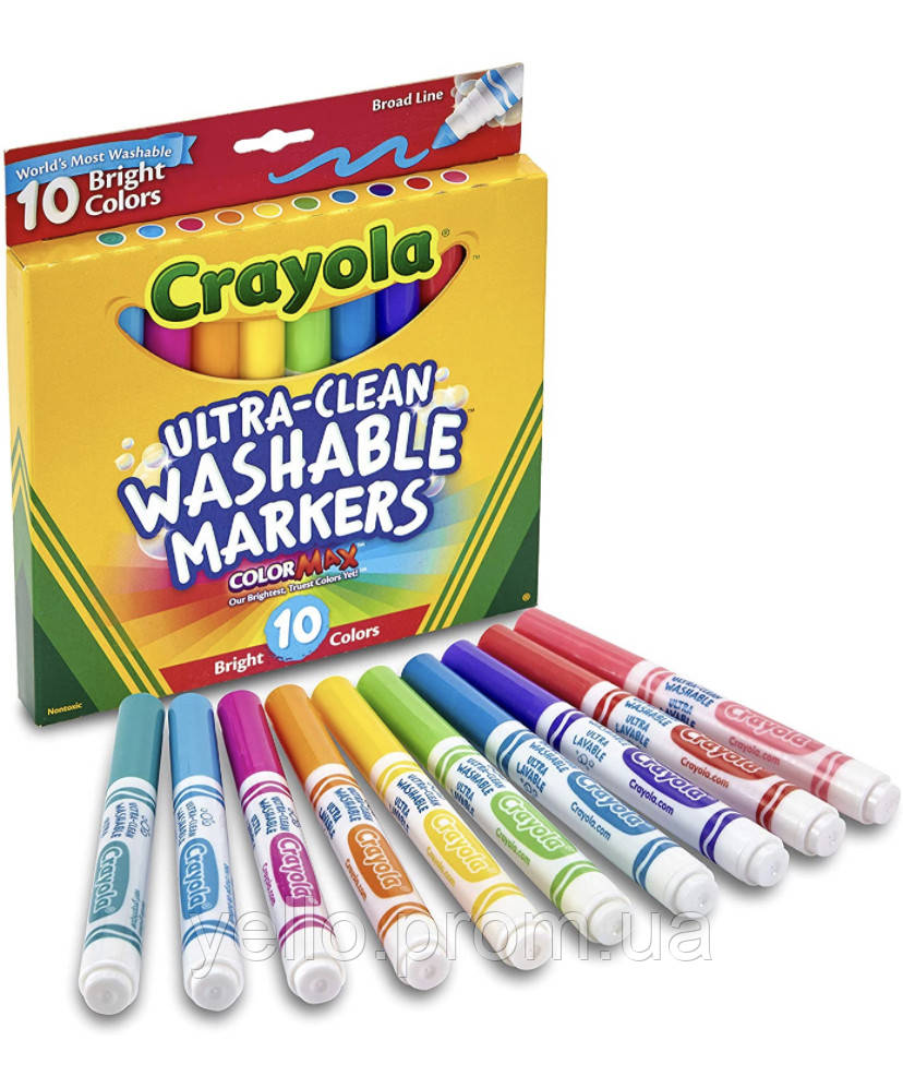 Crayola Ultraclean Broadline Bright Markers. Змивні маркери, неонові