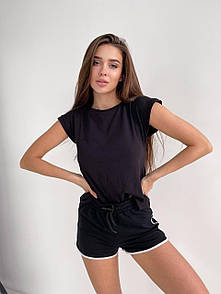 Трикотажні жіночі шорти на резинці у спортивному стилі (р. 42-44) 652650