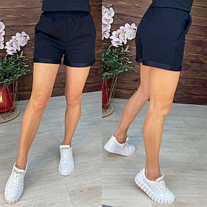 Короткі шорти на гумці з підворотом в спортивному стилі в кольорах (р. 42-48) 112651