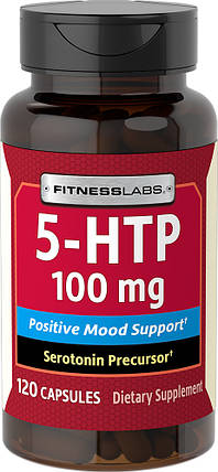5-гідроксі L-триптофан (для підвищення серотоніну) FitnessLabs 5-HTP 100 мг 120 капс., фото 1