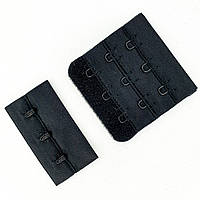 Подовжувач для бюстгальтера 3 гачка. Застібка бюстгальтера. Колір чорний (5шт)