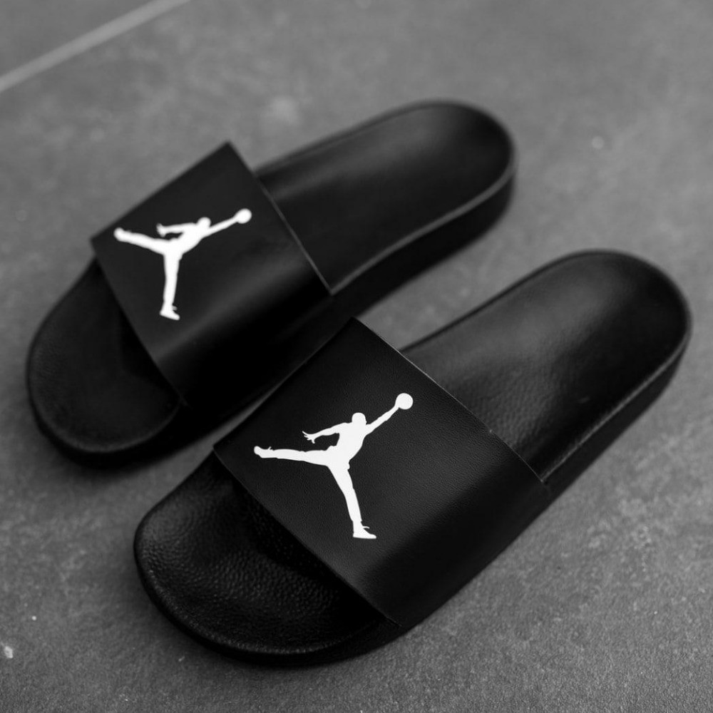 Шльопанці чоловічі Jordan гумові шльопанці чорні сланці джердан тапки