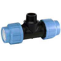 Трійник затискний 20х3/4" із зовнішньою різзю ПНД Santehplast Україна