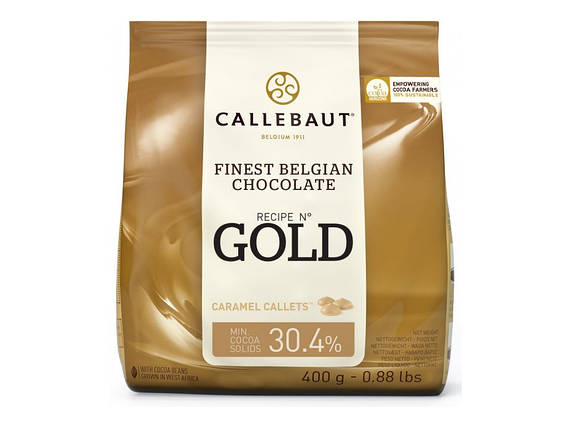 Бельгійський білий шоколад з карамеллю Callebaut Gold 400 грам, фото 1
