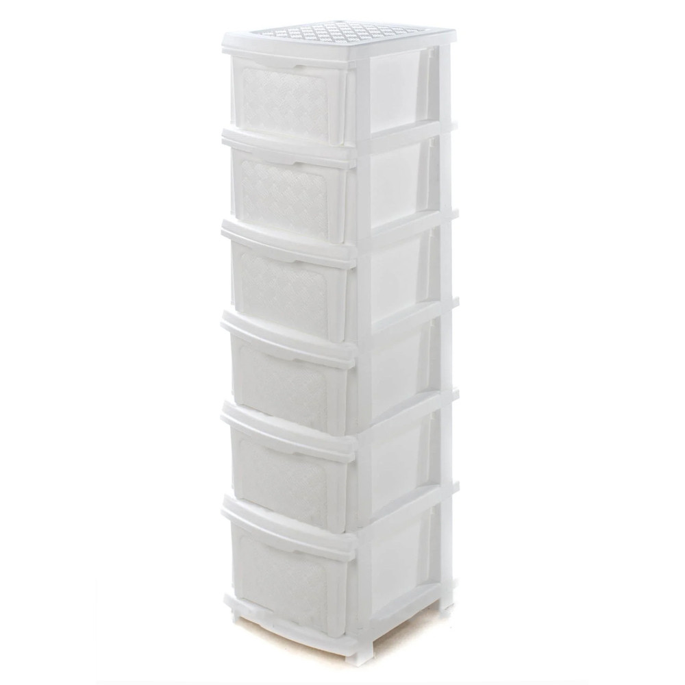 Комод пластиковий 6 ярусів білий 126*40*34 см R-Plastic "Компакт Плюс"