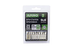 Біта Apro SL6 x 25 мм хром (10 шт.) (309125)