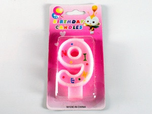 Свічка в торт Цифра 9 / Свічка в торт Цифра 9 7x3x1 см, фото 1