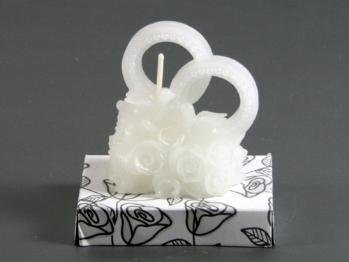 Свічка весільна Обручки Серце Біла / Свічка весільна Обручки Серце Біла 6x5x3 см, фото 1