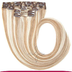 Натуральне Європейське Волосся на Заколках 55 см 110 грам, Меліроване №14/60