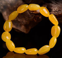 Браслет из желтого янтаря RESTEQ, бусины 8 мм. Янтарный браслет
