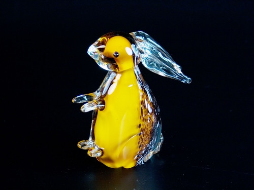 Фігурка скляна Заєць Бурштиновий Сидить / Фігурка скляна Заєць Бурштиновий Сидить 12x9x4 см, фото 1