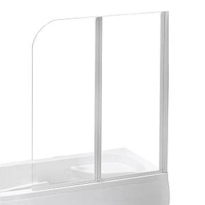 Шторка на ванну Eger 120*138см, прозоре скло, профіль білий