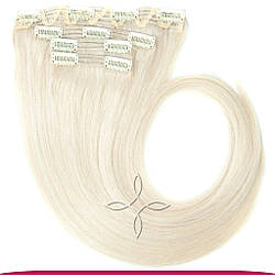 Натуральне Європейське Волосся на Заколках 55 см 110 грам, Блонд №60А