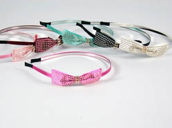 Обруч для волосся Бантик збоку Заклепки стрази / Обруч для волосся Бантик збоку Заклепки стрази 9x2x1 см