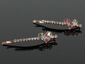 Шпилька Сердечко Стрази Набір 2 шт / Шпилька Сердечко Стрази Набір 2 шт 6x1x1 см, фото 1