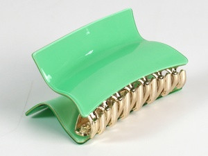 Заколка-краб Одноколірний з переливами Салатний / Заколка-краб Одноколірний з переливами Салатний 8x5x4 см, фото 1