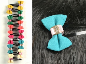 Заколка дитяча Бантик У квіточку Набір 12 шт Пастельні тони / Заколка дитяча Бантик У квіточку Набір 12 шт Пастельні тони 3x2x1 см, фото 1