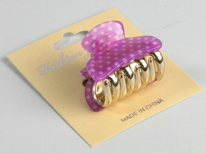 Заколка-краб В горошок Бузковий / Заколка-краб В горошок Бузковий 4x3x3 см, фото 1