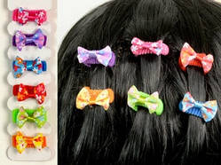 Гумка для волосся Бантик в квіточку Набір 6 шт / Гумка для волосся Бантик в квіточку Набір 6 шт 3x2x1 см