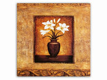 Квіти Білі Лілії Вазон / Картина 15x15x1 см