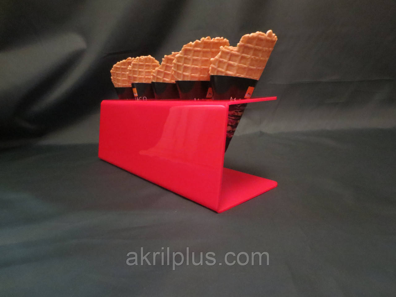 Підставка для морозива на 5 вафельних ріжків червона