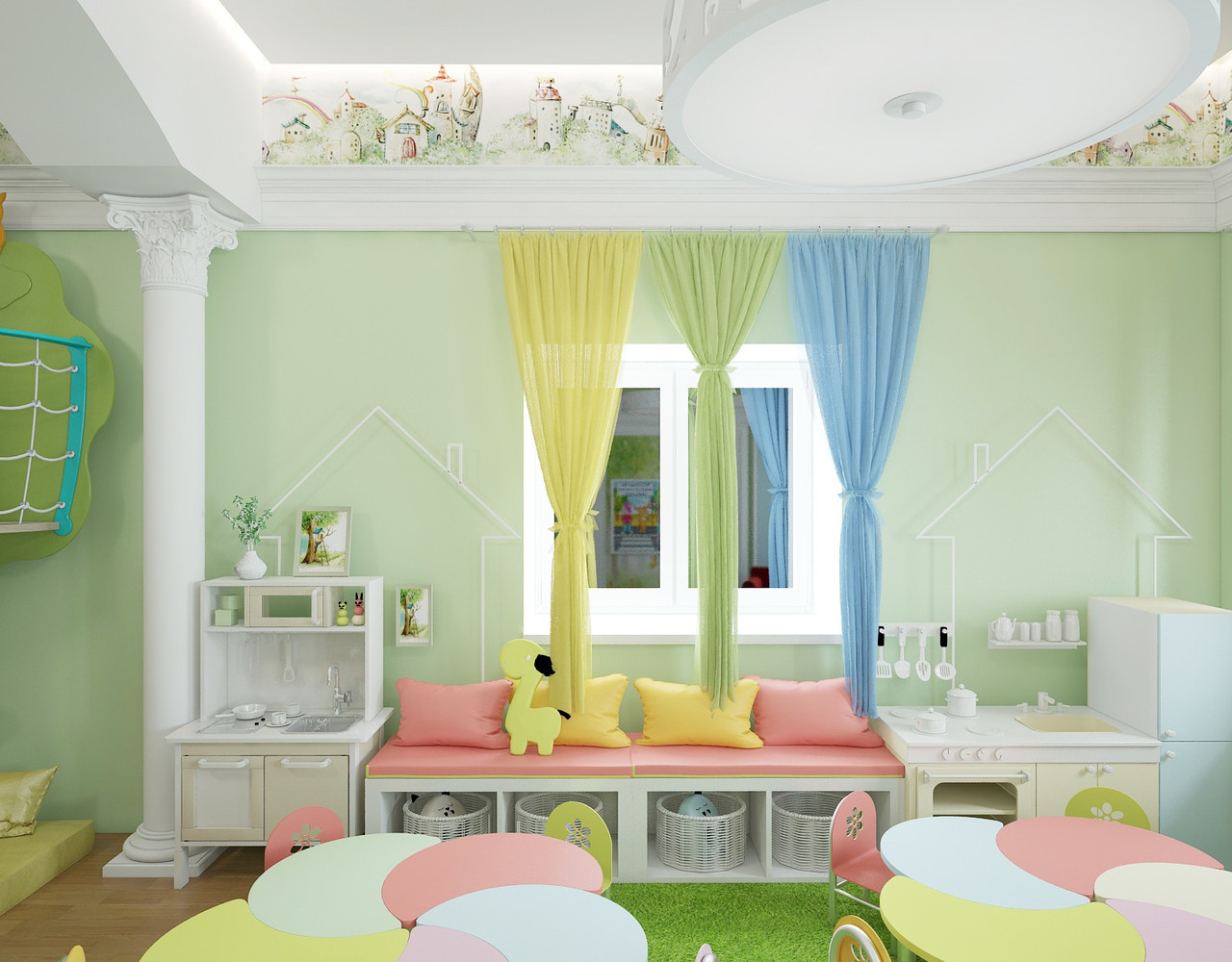 Дитячий диван в дитячий сад, дитячу кімнату з відкритими полицями Design Service 780х340х450мм DS-043