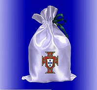 Мешочек для подарка белый принтом Сборная Португалии 17х25 / подарочный мешочек с логотипом