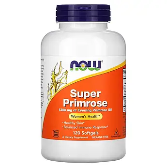 Олія вечірньої примули 1300 мг Now Foods Super Primrose для жіночого здоров'я 120 капсул
