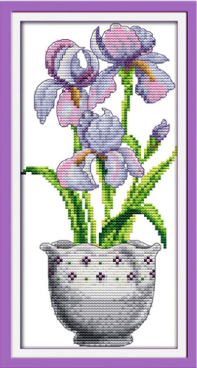 Набір для вишивання хрестиком по нанесеному на канву схемі "Purple flower". AIDA 14CT printed, 15*30 см