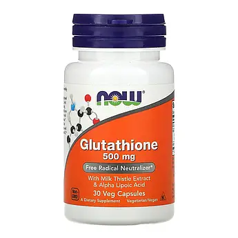 Глутатіон 500 мг Now Foods Glutathione З екстрактом розторопші та альфа-ліпоєвою кислотою 30 капсул