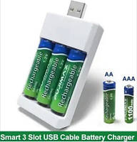 Зарядний пристрій на 3 акумулятори AA/R6 AAA (R3) Ni-MH і Ni-Cd від USB