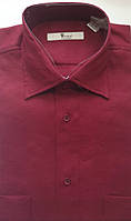 Рубашка мужская льняная короткий рукав 3636/5 бордовая 39-40 L