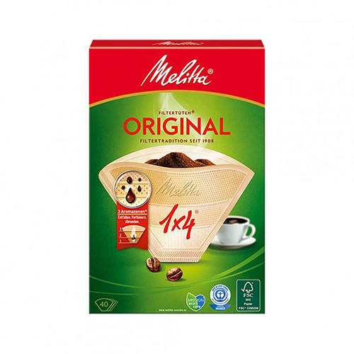 Паперові фільтри Melitta Original для пуроверу і фільтр-кавоварки, 1*4, 40 шт