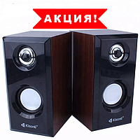 Колонки KISONLI Т-001, Мощные компьютерные ЮСБ USB колонки, дерево, настольные с флешкой. Оригинал