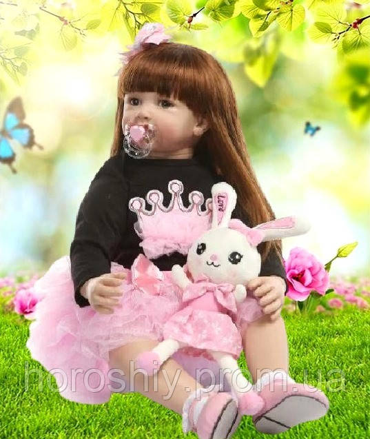 Силіконова колекційна лялька Reborn Doll дівчинка Карина 60см Вінілова лялька як жива