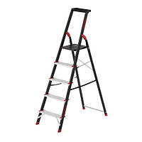 Драбина 5 ступенів, сталевий профіль, 457х893х1568мм, 150 кг INTERTOOL LT-0055