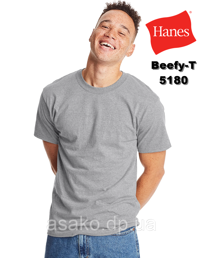 Футбола Hanes® Befy-T світло-сірого кольору /щільна тканина/ розмір S(46) / з США