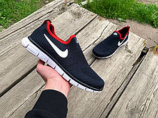 Чоловічі кросівки літні мокасини дихаючі Nike Free 3.0 Blue Red темно-сині, фото 4