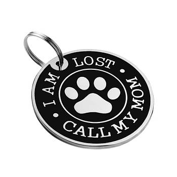 Медальон для собаки с гравировкой, черный, 2,5 см