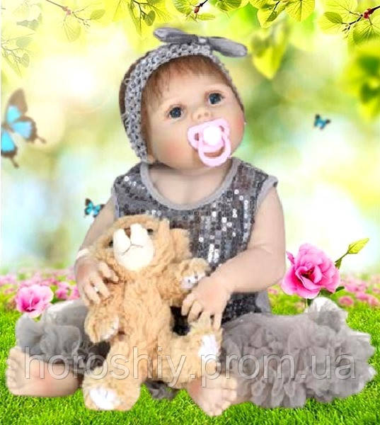 Силіконова колекційна лялька Reborn Doll дівчинка Емма 55 см Вінілова лялька реборн немовля